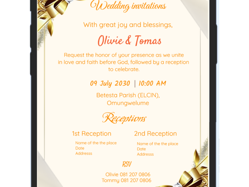 Gold Wedding Invitation Card