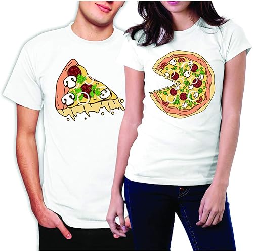 Matching T shirts for Couples -Couples T shirts – Funny Pizza Slice T-Shirts