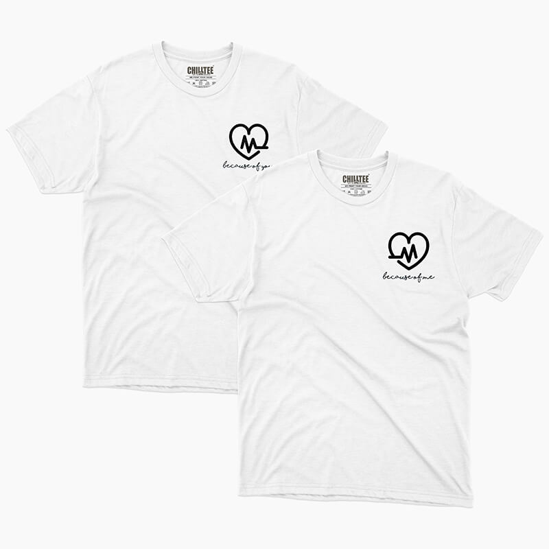 Matching T shirts for Couples - Heart Beat because (2pcs)