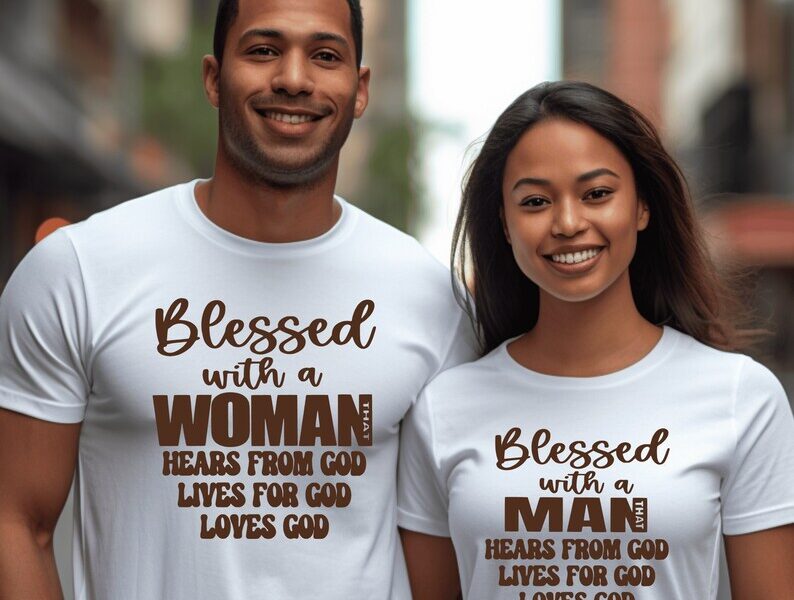 Matching T shirts for Couples - Personalized Faith and Hope T Shit for couple (2pcs)