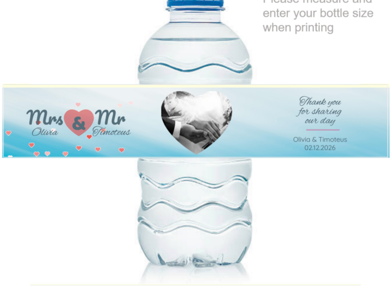 Wedding Water Bottle Labels-Edit and download/Order