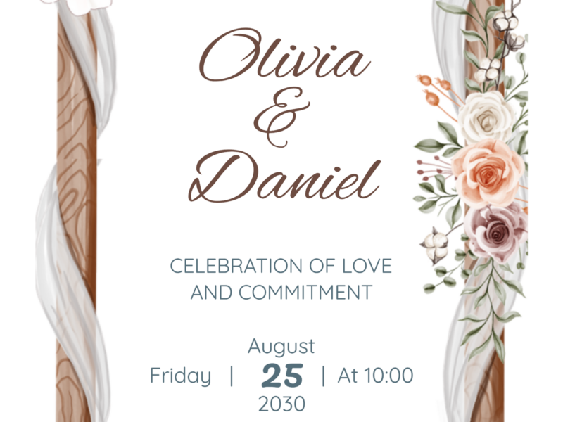 Save the Date flower flame entry